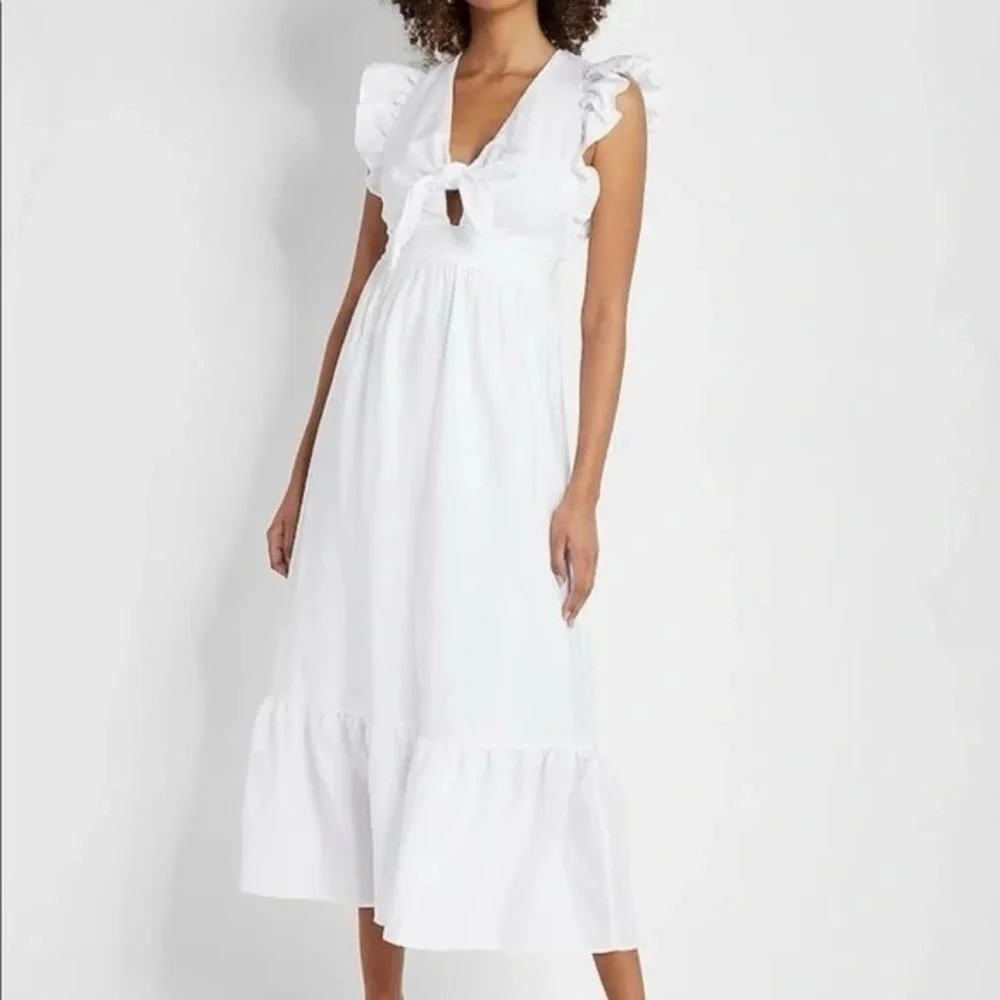 White Ruffle Sleeve Dress - Picture 1 of 7